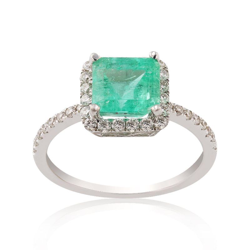Photo 1 of 18K WHITE GOLD 1.77ct EMERALD AND 0.43ctw DIAMOND RING W. CERTIFIED MSRP APPRAISAL (APPROX SIZE 6.5) RN021060
