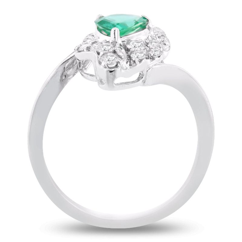 Photo 3 of 18K WHITE GOLD 0.50ct EMERALD AND 0.42ctw DIAMOND RING W. CERTIFIED APPRAISAL (APPROX. SIZE 6.5)  RN021336

