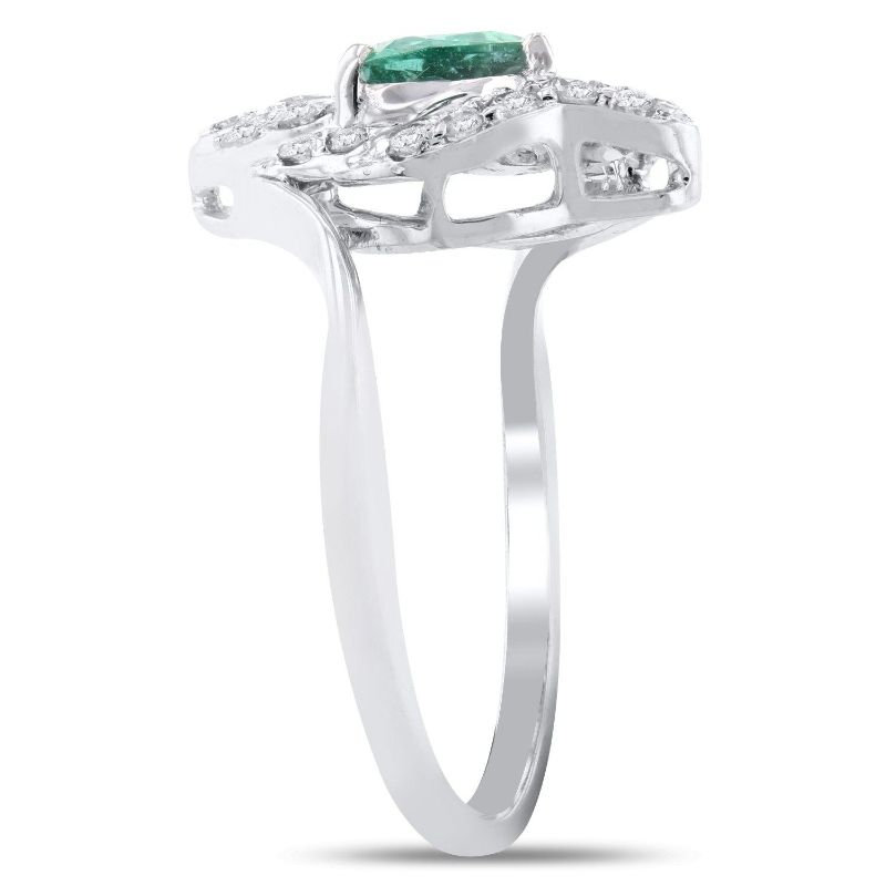 Photo 4 of 18K WHITE GOLD 0.50ct EMERALD AND 0.42ctw DIAMOND RING W. CERTIFIED APPRAISAL (APPROX. SIZE 6.5)  RN021336
