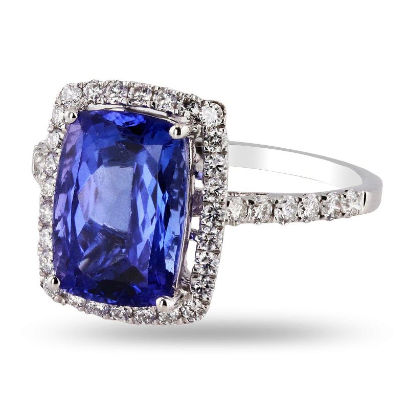 Photo 1 of 14K WHITE GOLD .77ct TANZANITE AND 0.47ctw DIAMOND RING W. CERTIFIED MSRP APPRAISAL (APPROX. SIZE 6.5)  RN0283333
