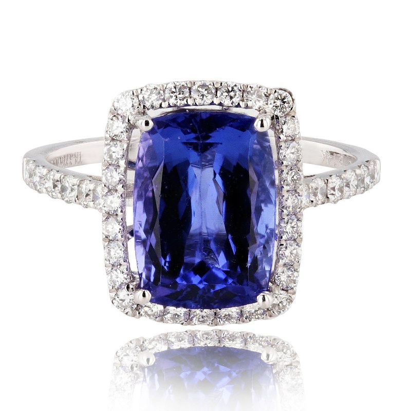 Photo 2 of 14K WHITE GOLD .77ct TANZANITE AND 0.47ctw DIAMOND RING W. CERTIFIED MSRP APPRAISAL (APPROX. SIZE 6.5)  RN0283333
