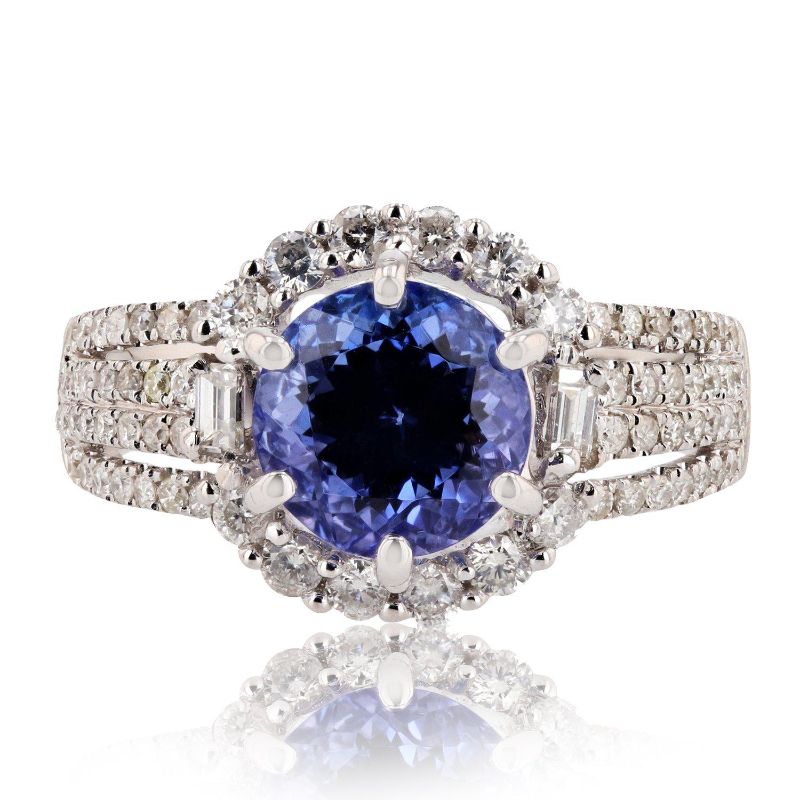 Photo 1 of 18K WHITE GOLD 2.57ct TANZANITE AND 0.78ctw DIAMOND RING W. CERTIFIED MSRP APPRAISAL (APPROX. SIZE 6.5) RN028792
