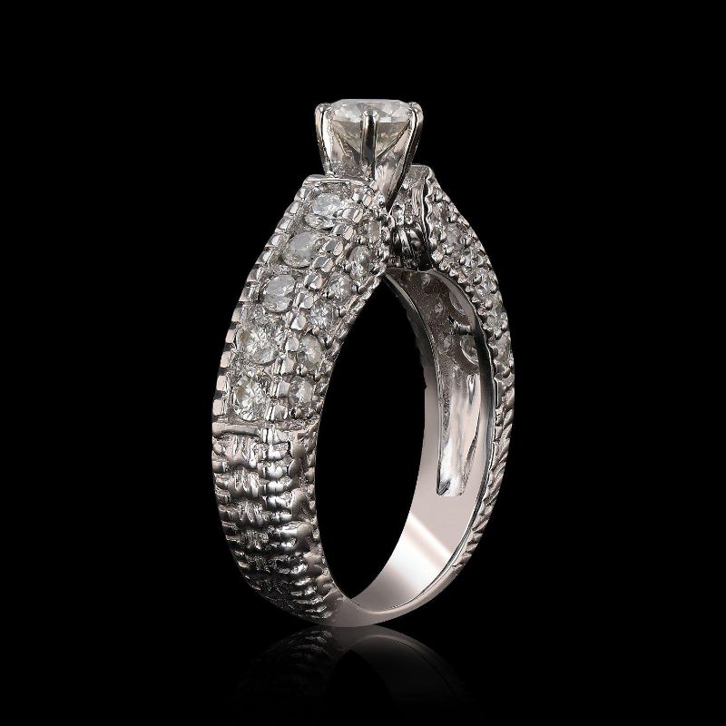 Photo 3 of 14K WHITE GOLD 0.51ctw SI2 CLARITY CENTER DIAMOND RING (1.72ctw DIAMONDS) W CERTIFIED MSRP APPRAISAL (APPROX. SIZE 6.5) 
 RN024432
