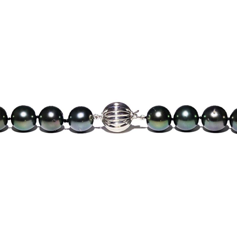 Photo 3 of 14K WHITE GOLD 11mm to 14mm BLACK CULTURED TAHITIAN PEARL NECKLACE W CERTIFIED MSRP APPRAISAL  NK013129