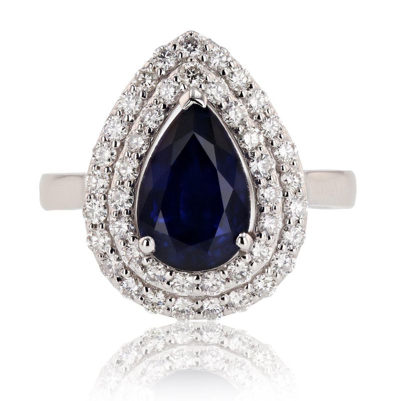 Photo 2 of PLATINUM  2.89ct BLUE SAPPHIRE AND 0.81ctw DIAMOND RING W. CERTIFIED MSRP APPRAISAL (APPROX. SIZE 6.5)  RN028940
