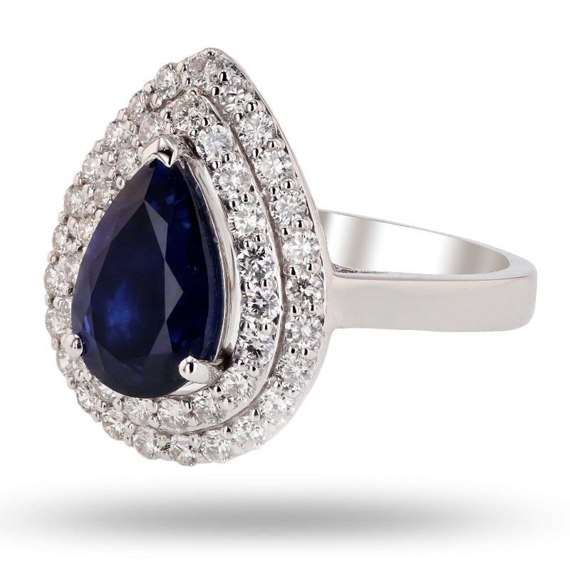 Photo 1 of PLATINUM  2.89ct BLUE SAPPHIRE AND 0.81ctw DIAMOND RING W. CERTIFIED MSRP APPRAISAL (APPROX. SIZE 6.5)  RN028940
