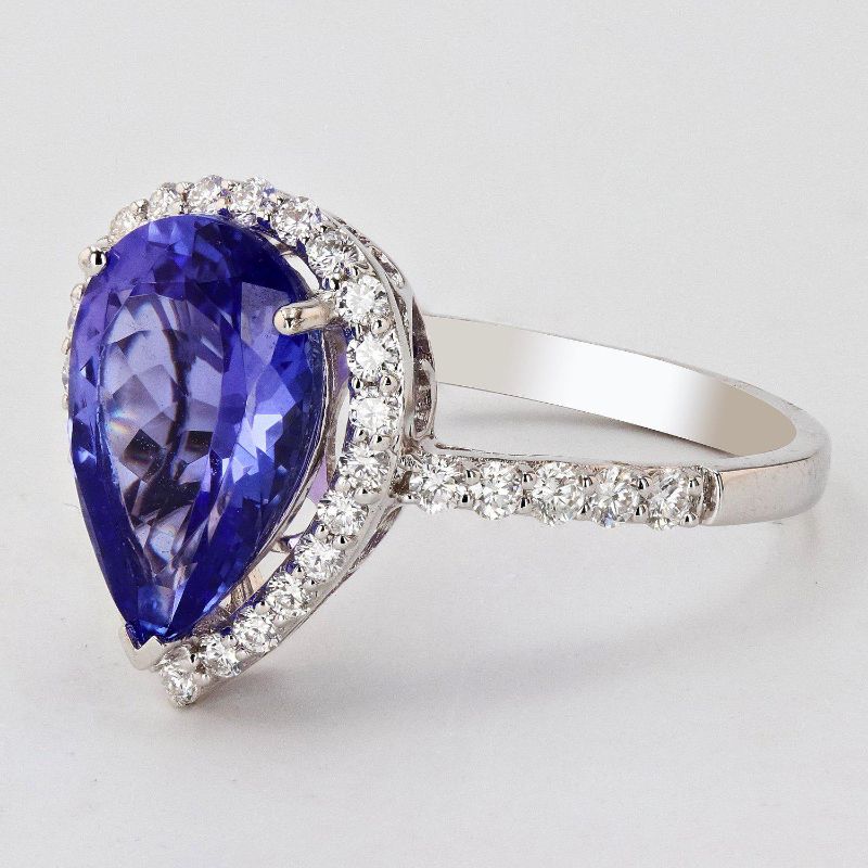 Photo 1 of 14K WHITE GOLD 3.01ct TANZANITE AND 0.45ctw DIAMOND RING W. CERTIFIED MSRP APPRAISAL (APPROX. SIZE 6.5)  RN030297
