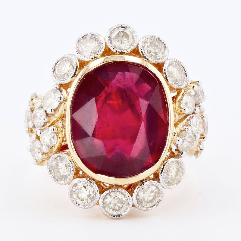 Photo 3 of 14K YELLOW GOLD 7.37ct RUBY AND 1.7ctw DIAMOND RING W CERTIFIED MSRP APPRAISAL (APPROX SIZE 6.5)
 RN032322