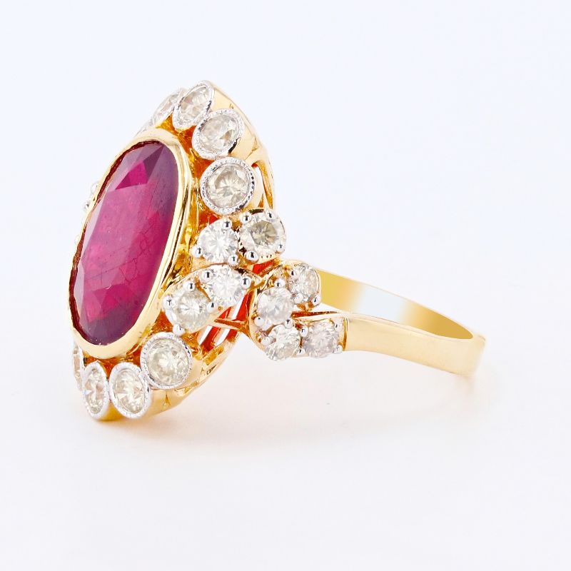 Photo 1 of 14K YELLOW GOLD 7.37ct RUBY AND 1.7ctw DIAMOND RING W CERTIFIED MSRP APPRAISAL (APPROX SIZE 6.5)
 RN032322