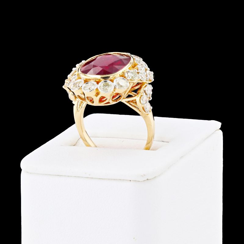 Photo 2 of 14K YELLOW GOLD 7.37ct RUBY AND 1.7ctw DIAMOND RING W CERTIFIED MSRP APPRAISAL (APPROX SIZE 6.5)
 RN032322
