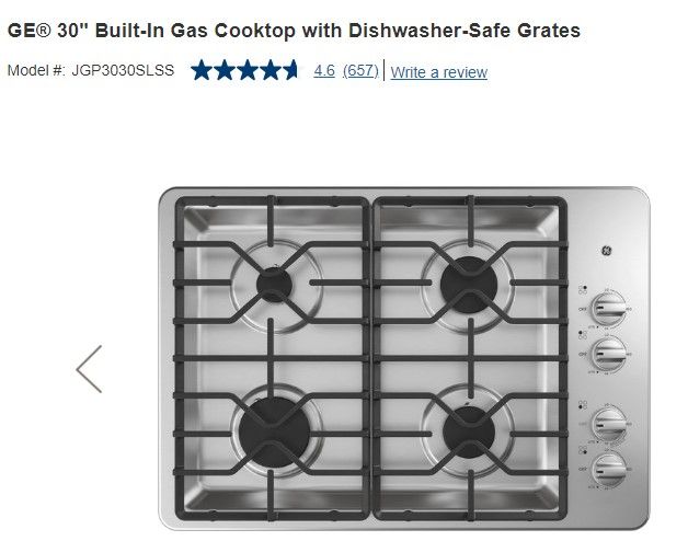 Photo 2 of BRAND NEW 30” GE STAINLESS STEEL GAS 4 BURNER COOKTOP W DISHWASHER SAFE GRATES (JGP3030SLSS)