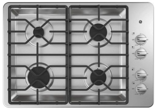 Photo 3 of BRAND NEW 30” GE STAINLESS STEEL GAS 4 BURNER COOKTOP W DISHWASHER SAFE GRATES (JGP3030SLSS)