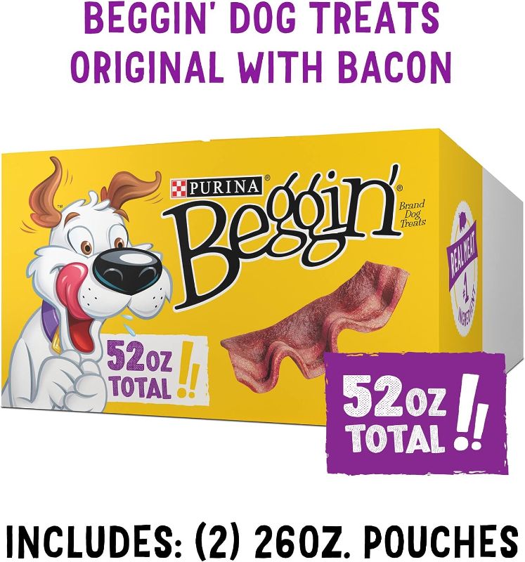 Photo 1 of 2- 52 OZ BOXES PURINA BEGGIN’ DOG TREATS W ORIGINAL BACON FLAVOR (EACH BOX CONTAINS (2) 26 oz. Pouches)-EXP. 3/24