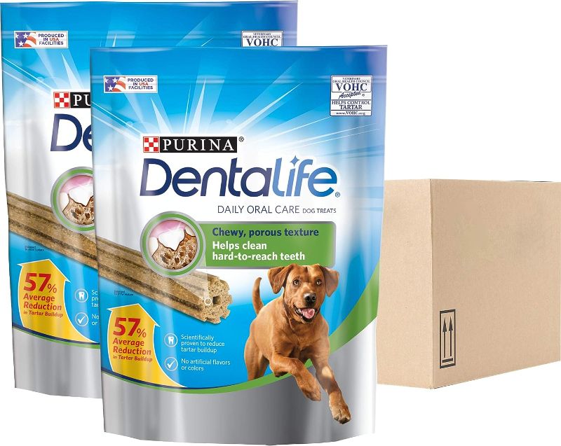 Photo 1 of 2-36 OZ POUCHES PURINA LARGE DENTALIFE DENTAL DOG TREATS (60 TOTAL TREATS) EXP 6/24