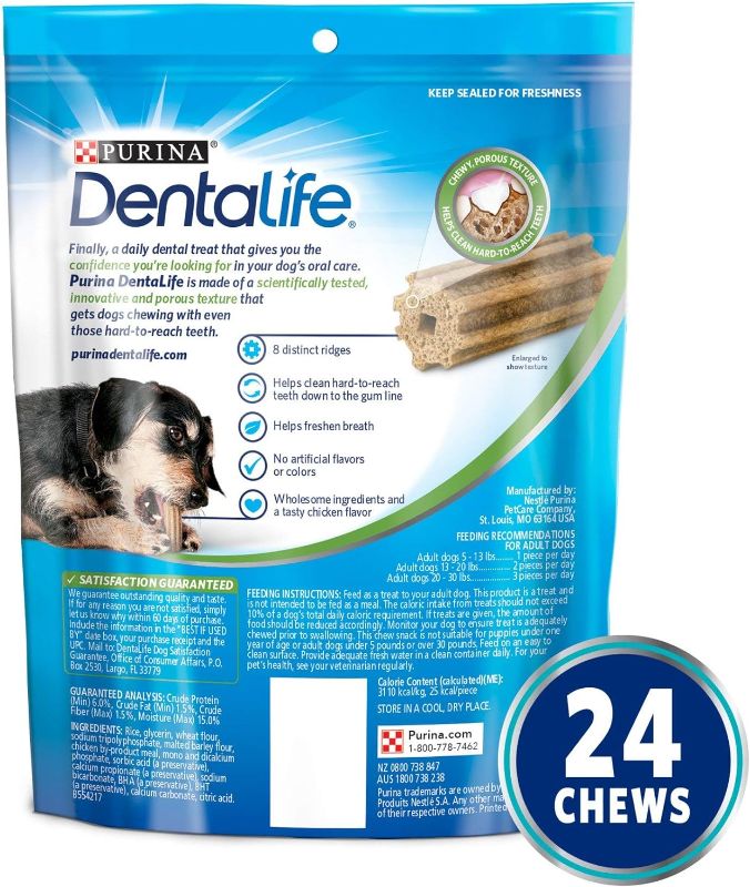 Photo 1 of 4-6.8 OZ POUCHES PURINA MINI DENTALIFE DENTAL DOG TREATS (96 TOTAL TREATS) EXP 6/24