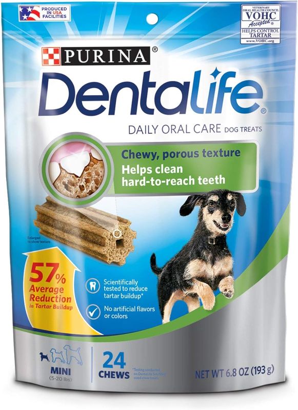 Photo 1 of 4-6.8 OZ POUCHES PURINA MINI DENTALIFE DENTAL DOG TREATS (96 TOTAL TREATS) EXP 6/24