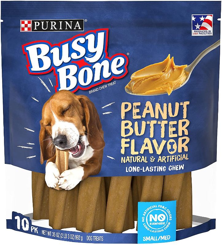Photo 1 of 4-35OZ POUCHES PURINA BUSY BONE PEANUT BUTTER DOG CHEWS-EXP. 6/24