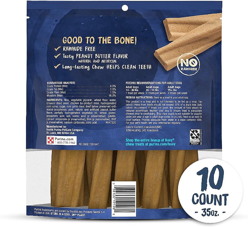 Photo 1 of 4-35OZ POUCHES PURINA BUSY BONE PEANUT BUTTER DOG CHEWS-EXP. 6/24