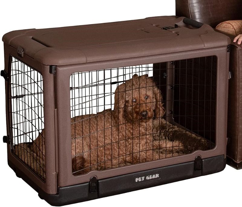 Photo 1 of NEW PET GEAR "THE OTHER DOOR" 4 DOOR STEEL CRATE W GARAGE-STYLE DOOR, PLUSH BED, TRAVEL BAG-NO TOOLS REQUIRED