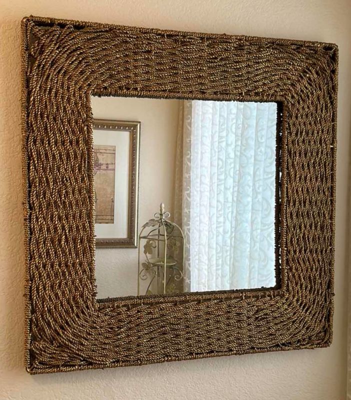 Photo 1 of GOLD TONE WICKER STYLE MIRROR