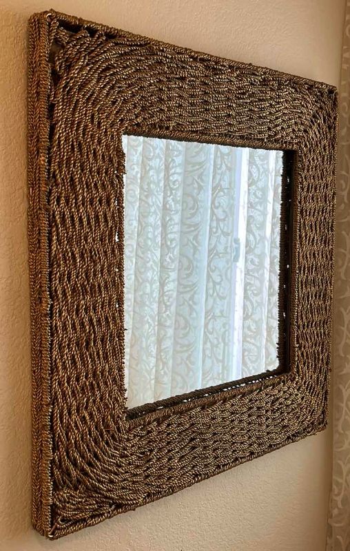 Photo 2 of GOLD TONE WICKER STYLE MIRROR