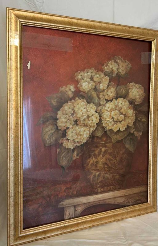 Photo 1 of FRAMED FLORAL PRINT - LOOSE GLASS