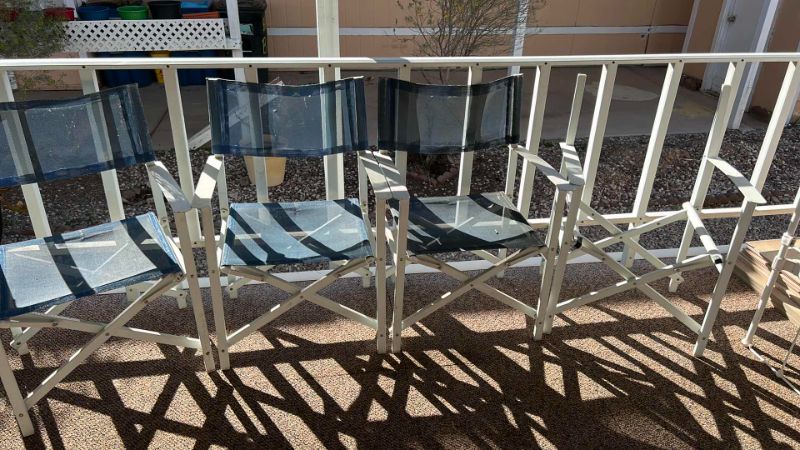 Photo 5 of 4 METAL OUTDOOR FOLDING CHAIRS - ONE MISSING MESH