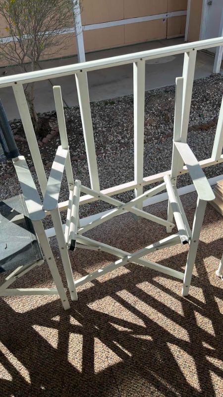 Photo 2 of 4 METAL OUTDOOR FOLDING CHAIRS - ONE MISSING MESH