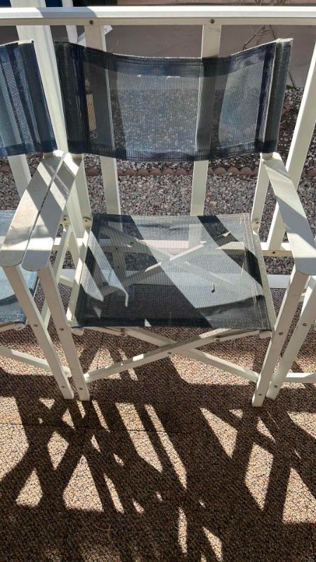 Photo 3 of 4 METAL OUTDOOR FOLDING CHAIRS - ONE MISSING MESH