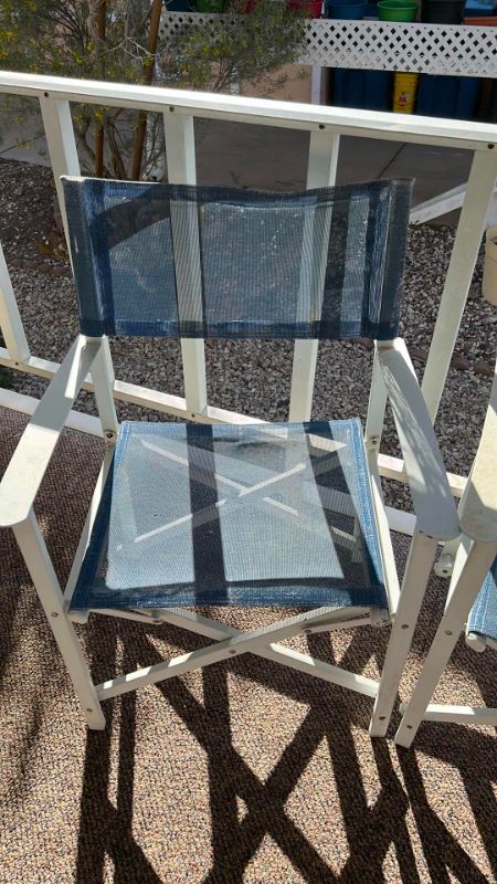 Photo 6 of 4 METAL OUTDOOR FOLDING CHAIRS - ONE MISSING MESH