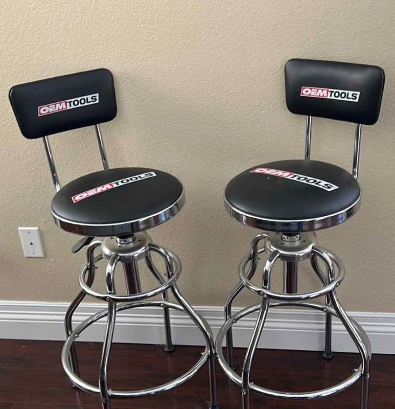 Photo 1 of TWO OEM TOOLS SWIVL BAR STOOLS