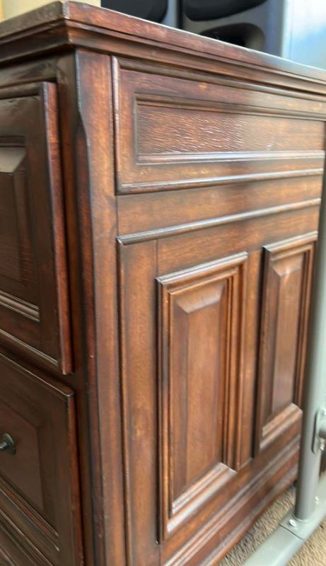 Photo 4 of WOODEN FILE CABINET WITH KEY - 21” x 25” x 31” - BUYER TO BRING ASSISTANCE