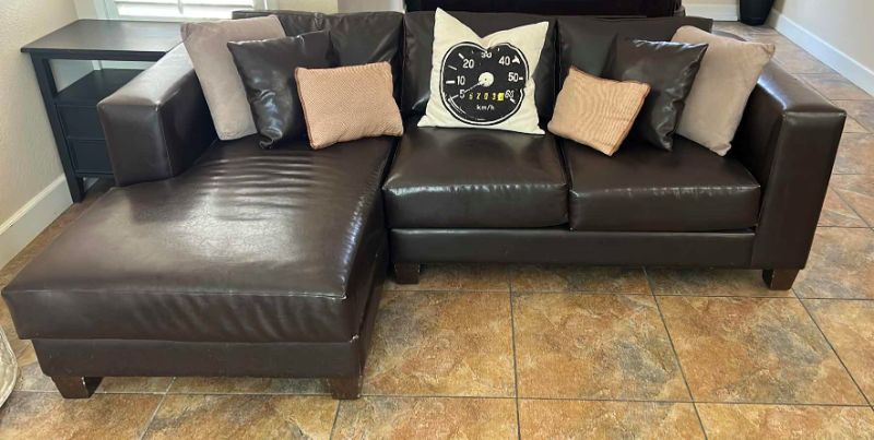 Photo 1 of BROWN LEATHER L SHAPED SOFA