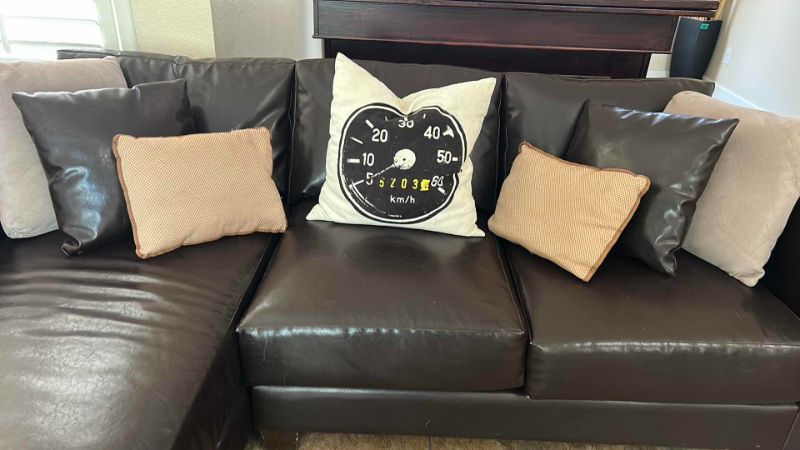 Photo 3 of BROWN LEATHER L SHAPED SOFA