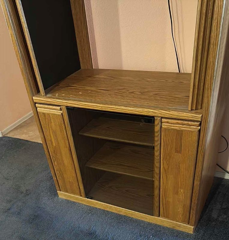 Photo 2 of WOOD ENTERTAINMENT CABINET - 76" x 38.5"