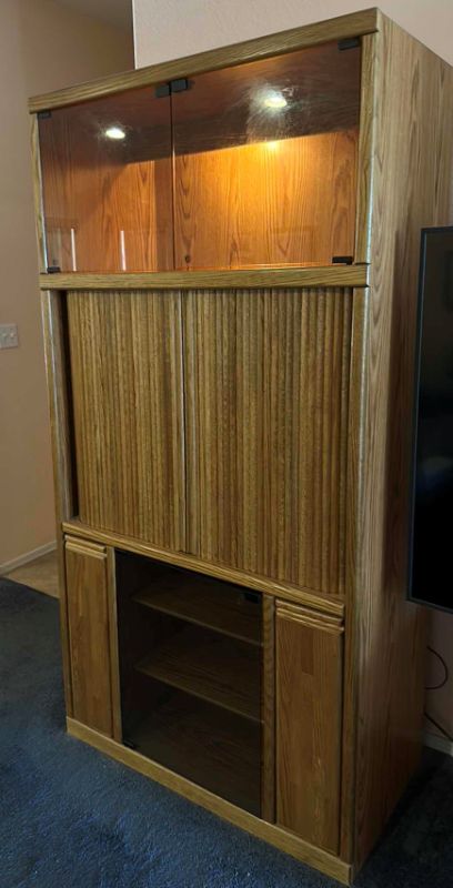 Photo 1 of WOOD ENTERTAINMENT CABINET - 76" x 38.5"