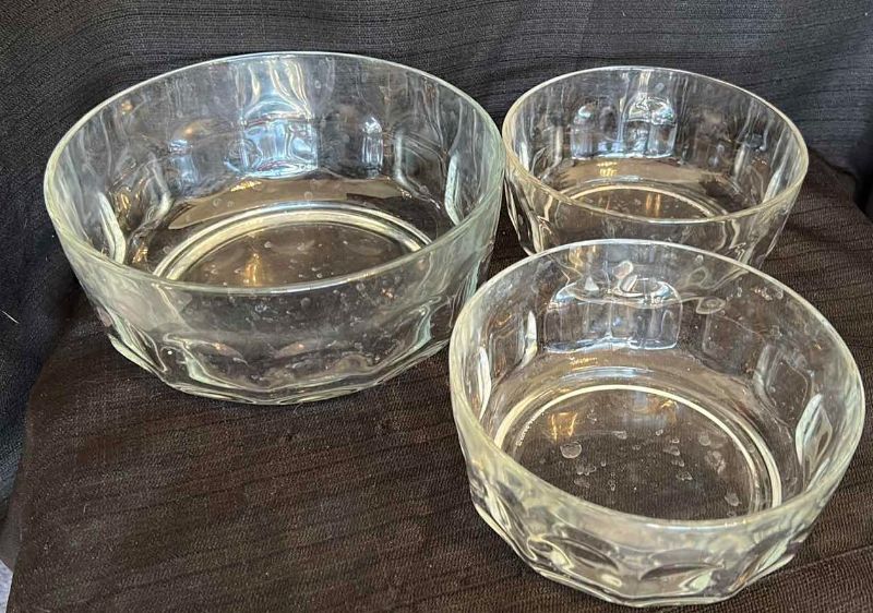 Photo 1 of 3PC GLASS SERVING BOWLS
