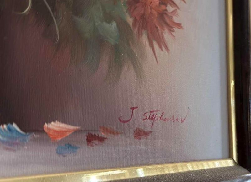 Photo 2 of VINTAGE FLORAL PAINTING SIGNED BY ARTIST
