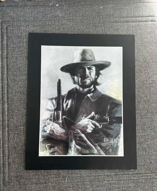Photo 1 of FRAMED CLINT EASTWOOD PRINT BY HAIYAN MATTED “16x”20