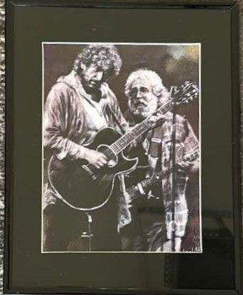 Photo 1 of FRAMED BOB DYLAN AND THE GRATEFUL DEAD 1987 TOUR PRINT BY HAITAN MATTE  15x11