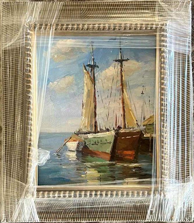 Photo 1 of VINTAGE SAIL BOAT PAINTING  12.5x15