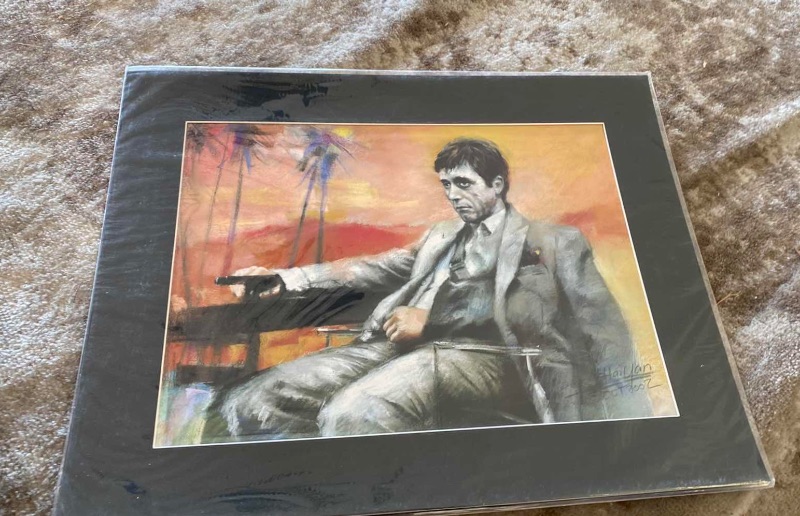 Photo 1 of FRAMED SCARFACE PAINTING PRINT BY HAIYAN MATTE 10 x20