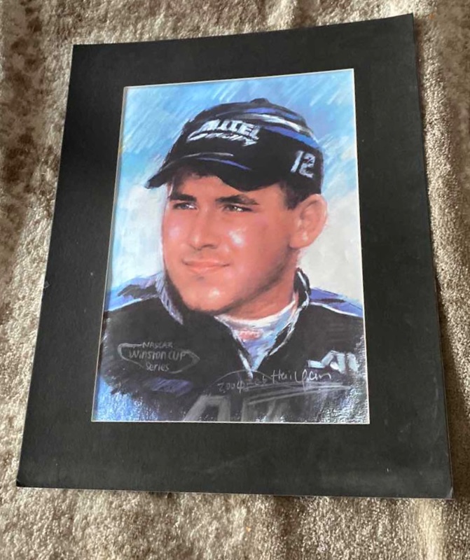 Photo 2 of FRAMED RYAN NEWMAN NASCAR 2004 PAINTING BY HAIYAN MATTED  “10 x “20”