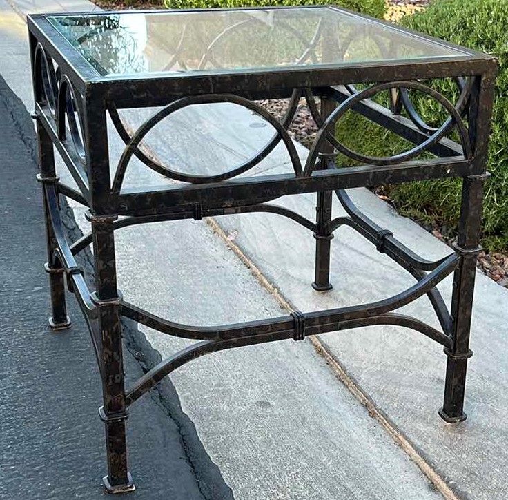 Photo 3 of GLASS AND METAL SIDE TABLE 