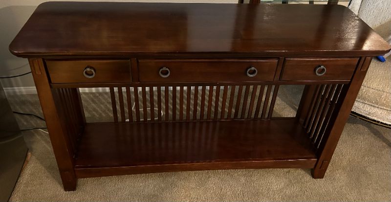 Photo 2 of AMERICAN SIGNATURE WOOD CONSOLE TABLE 