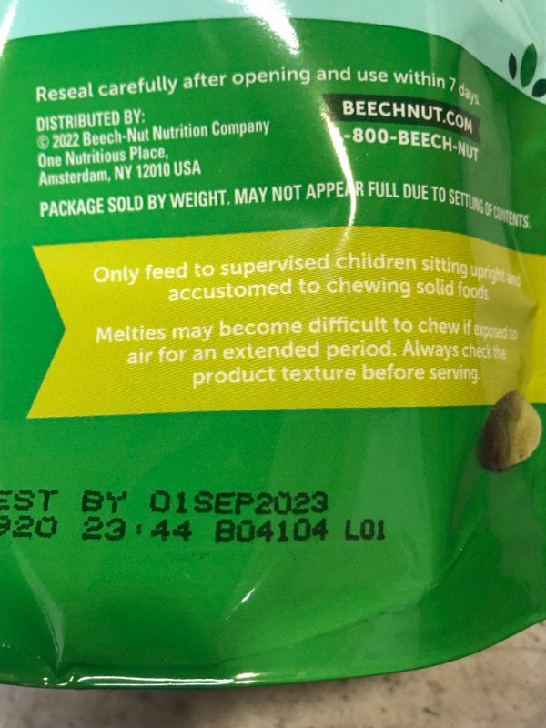 Photo 3 of Beech-Nut Probiotic Melties Baby & Toddler Snack Melts, Pear Mango Spinach Yogurt, 1 oz (7 Pack) Yogurt, Pear, Mango & Spinach + Probiotics (BB 01SEP23)