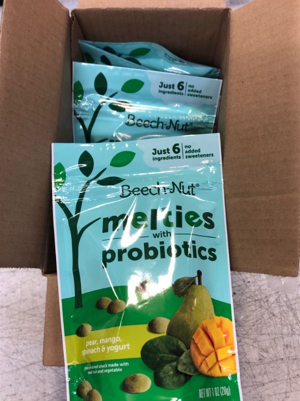 Photo 2 of Beech-Nut Probiotic Melties Baby & Toddler Snack Melts, Pear Mango Spinach Yogurt, 1 oz (7 Pack) Yogurt, Pear, Mango & Spinach + Probiotics (BB 01SEP23)