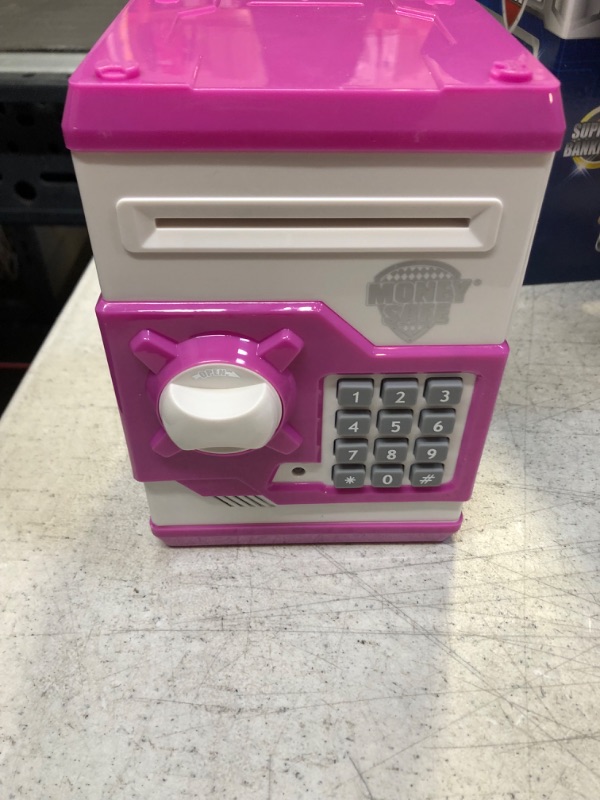 Photo 2 of Brekya Mini ATM Piggy Bank Security Machine Best Gift for Kids,Electronic Code Piggy Bank Money Counter Safe Box Coin Bank for Boys Girls Password Lock (Pink)
