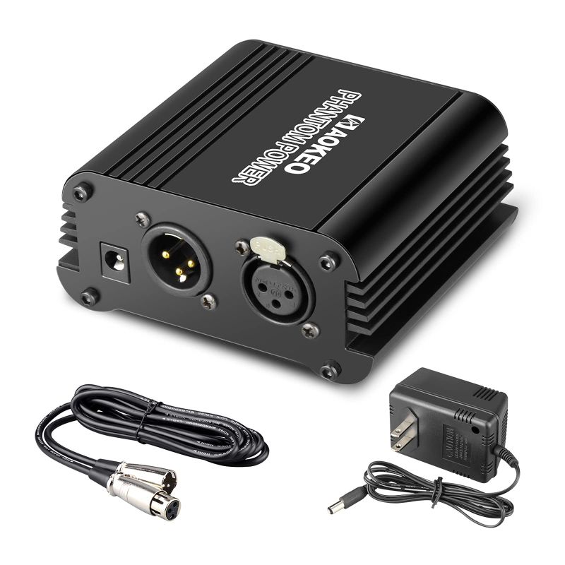 Photo 1 of Aokeo 1-Channel 48V Phantom Power Supply with Adapter, Bonus+XLR 3 Pin Microphone Cable for Any Condenser Microphone Music Recording Equipment
