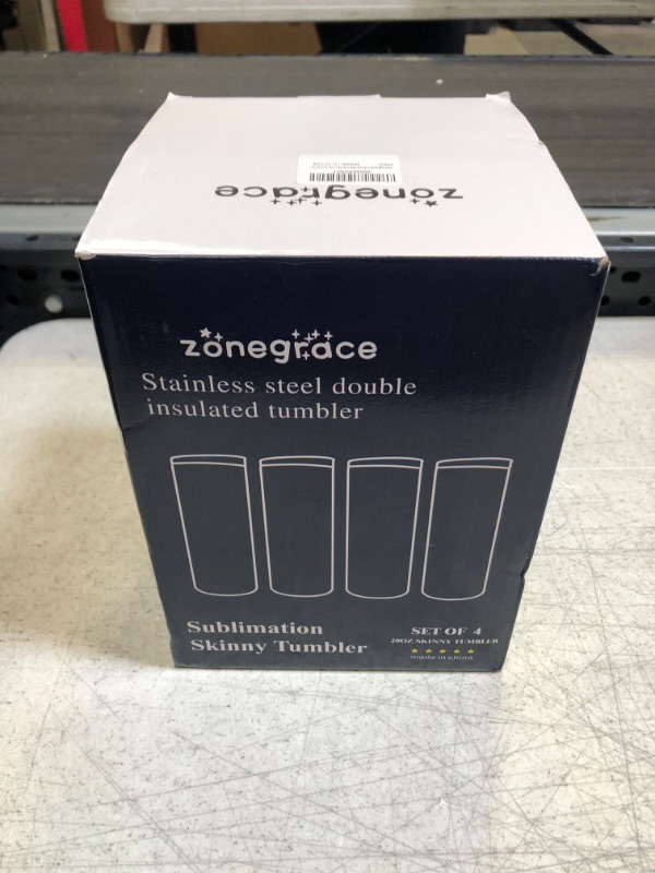 Photo 3 of Zonegrace 4 pack Sublimation Tumblers 20 oz Skinny,Double wall stainless Steel slim Insulated Tumbler With Lid , sublimation tumbler cups blank white with silicone bottom 4 white